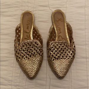 Sam Edelman Gold Flat Mules